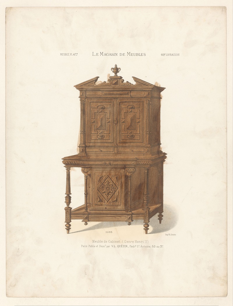 Victor Léon Michel Quétin - Meuble de Cabinet (Genre Henri II)