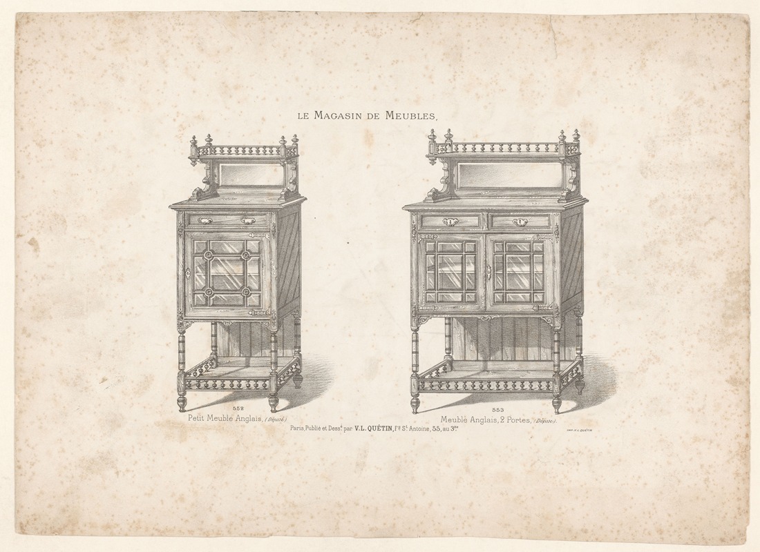 Victor Léon Michel Quétin - Petit Meuble Anglais ; Meuble Anglais, 2 Portes