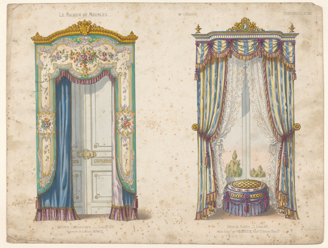 Victor Léon Michel Quétin - Portière Cantonnière. Louis XVI ; Décor de Fenêtre. Louis XVI