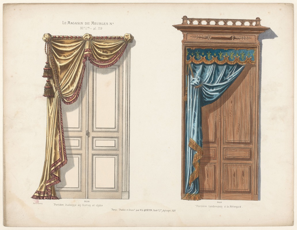 Victor Léon Michel Quétin - Portière Italienne en feston et chûte