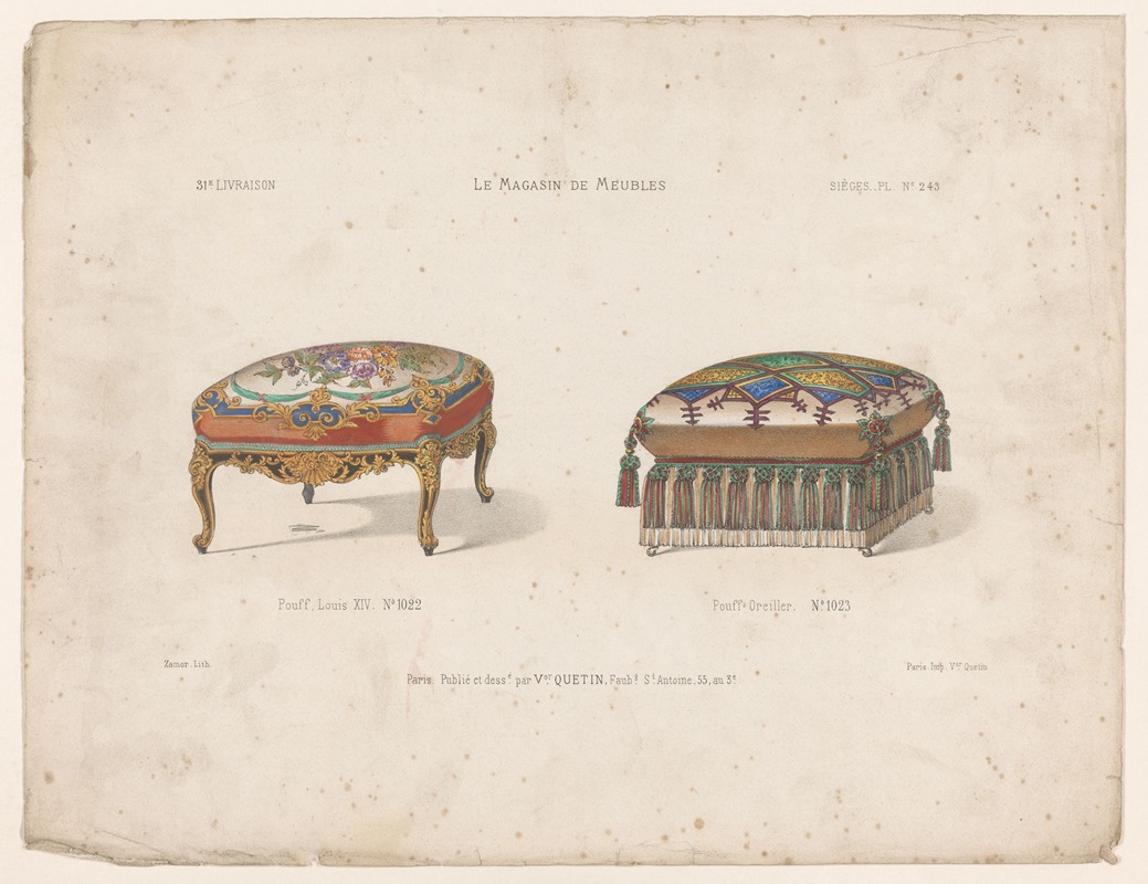 Victor Léon Michel Quétin - Pouf, Louis XIV; Pouf Oreiller