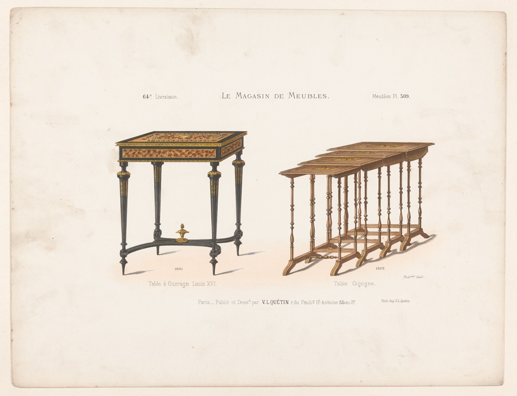 Victor Léon Michel Quétin - Table à Ouvrage Louis XVI ; Table Gigogne
