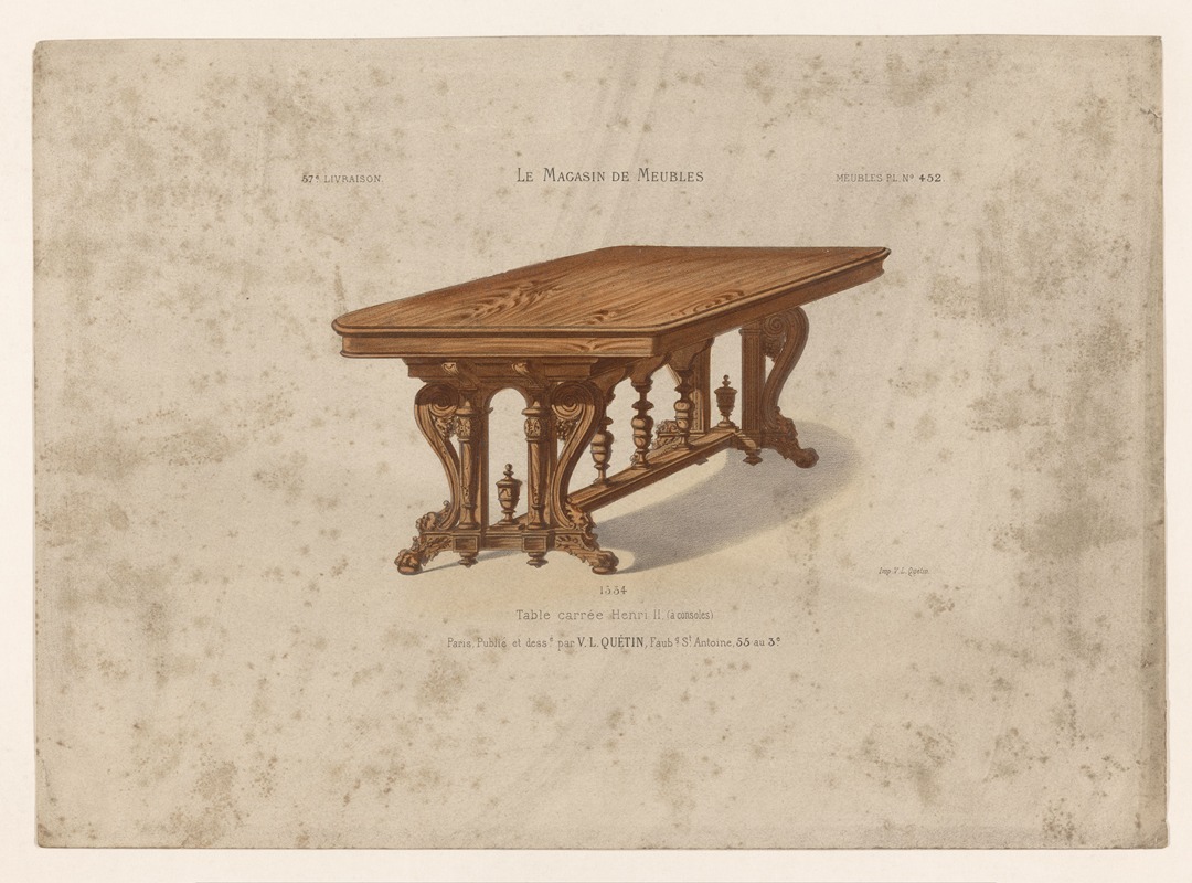 Victor Léon Michel Quétin - Table carrée genre Henri II