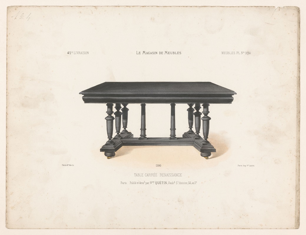 Victor Léon Michel Quétin - Table carrée renaissance
