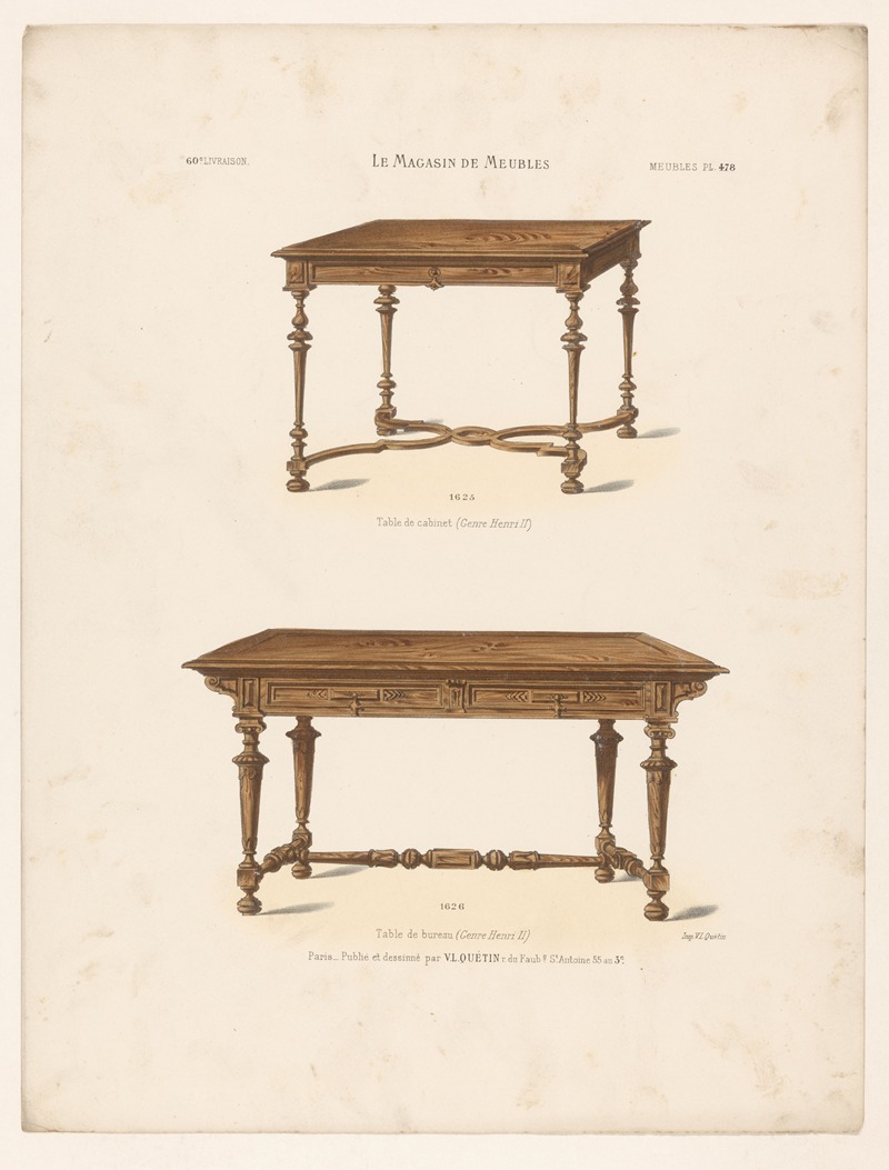 Victor Léon Michel Quétin - Table de cabinet (Genre Henri II)