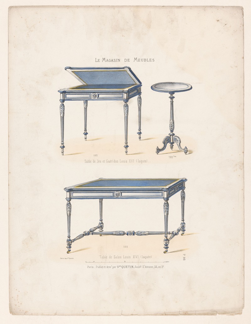 Victor Léon Michel Quétin - Table de Jeu et Guéridon Louis XVI (laqués) ; Table de Salon Louis XVI (laquée)