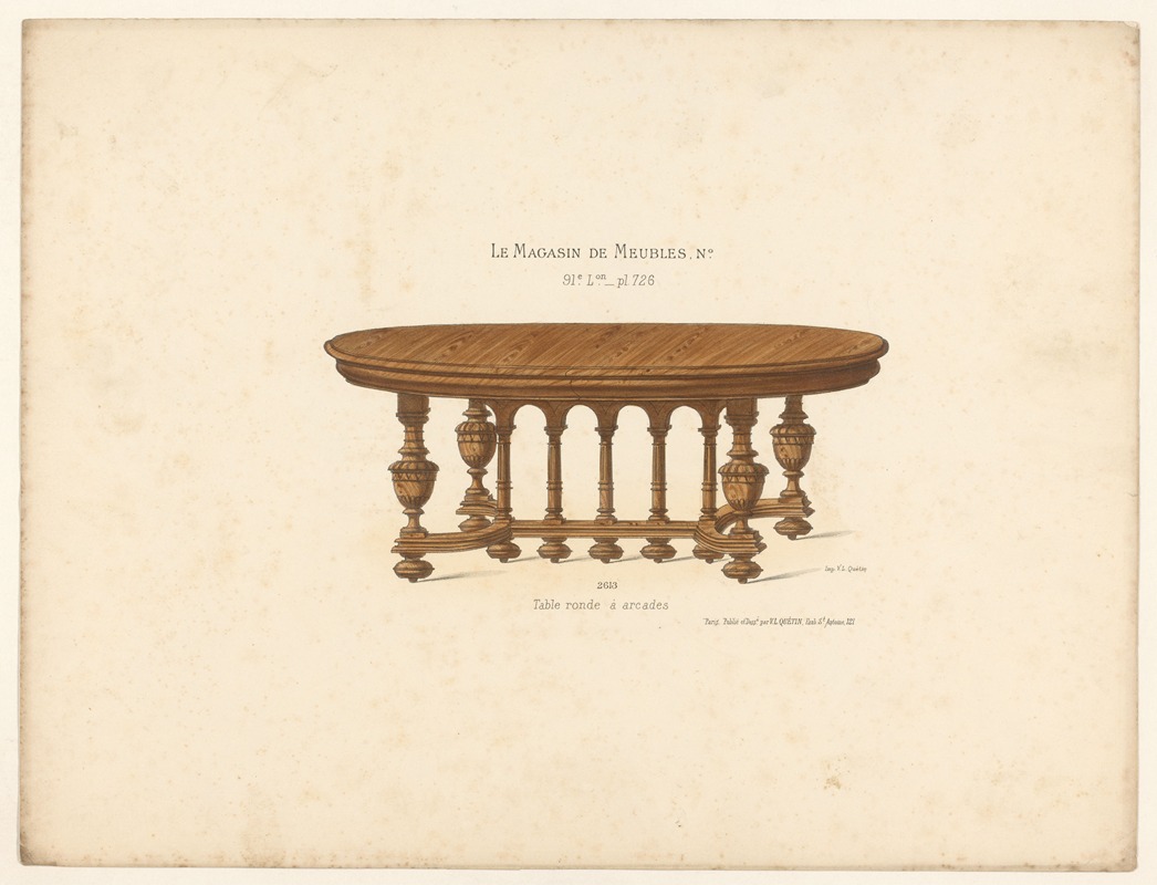 Victor Léon Michel Quétin - Table ronde à arcades
