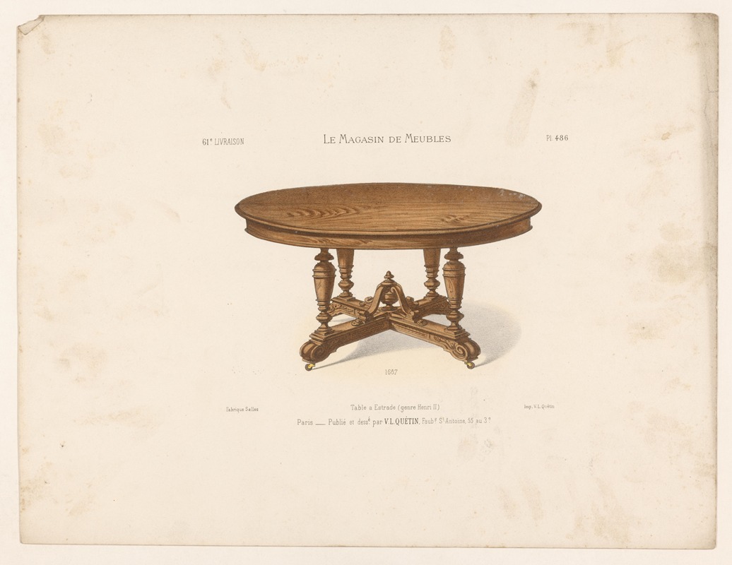 Victor Léon Michel Quétin - Tafel Table a Estrade (genre Henri II)