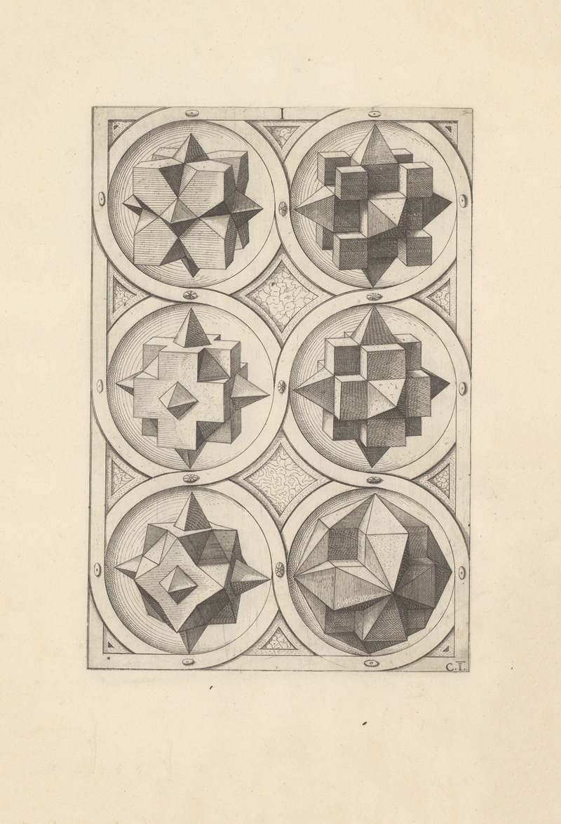 Wenzel Jamnitzer - Perspectiva Corporum Regularium (Perspective of regular solids) Pl.12