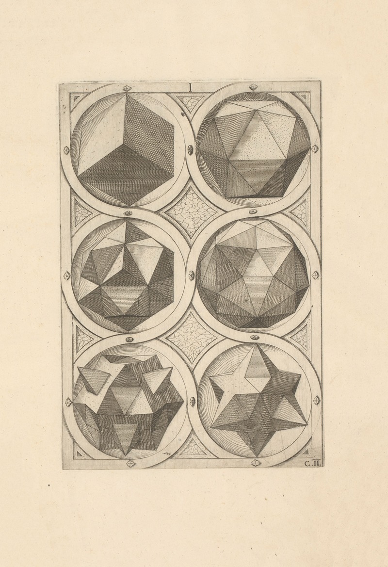 Wenzel Jamnitzer - Perspectiva Corporum Regularium (Perspective of regular solids) Pl.13
