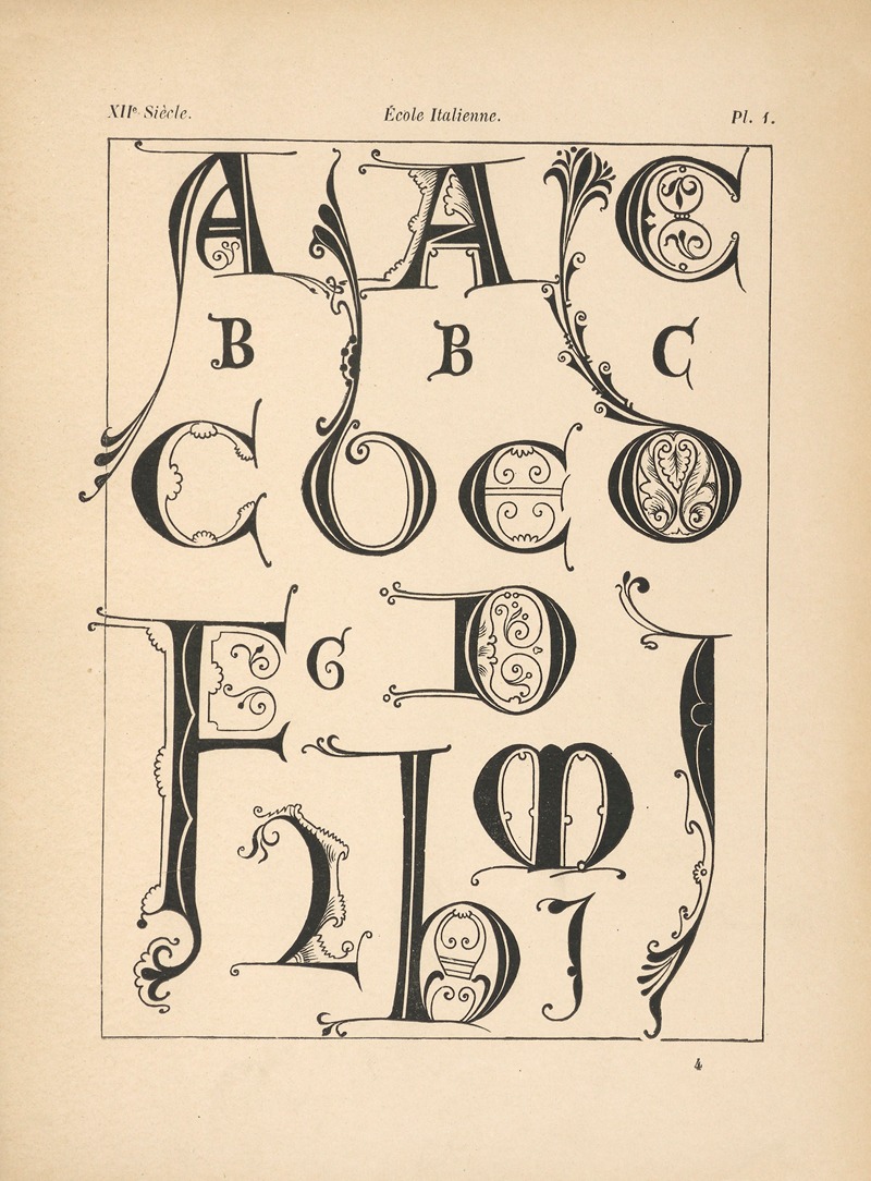 Alfred Prunaire - École‎ ‎Italienne – Alphabet‎ ‎composé‎ ‎d’initiales‎ ‎tirées‎ ‎des‎ ‎Manuscrits‎ ‎Ruth