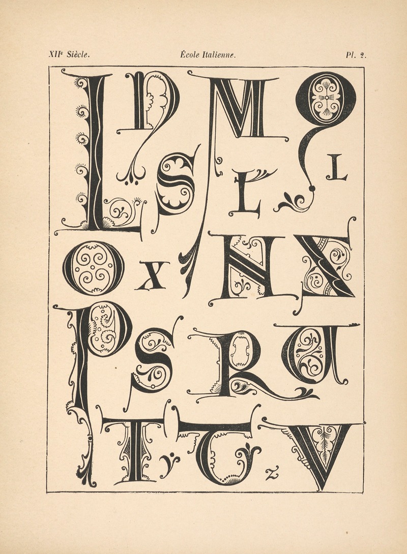 Alfred Prunaire - École‎ ‎Italienne – Alphabet‎ ‎composé‎ ‎d’initiales‎ ‎tirées‎ ‎des‎ ‎Manuscrits‎ ‎Ruth