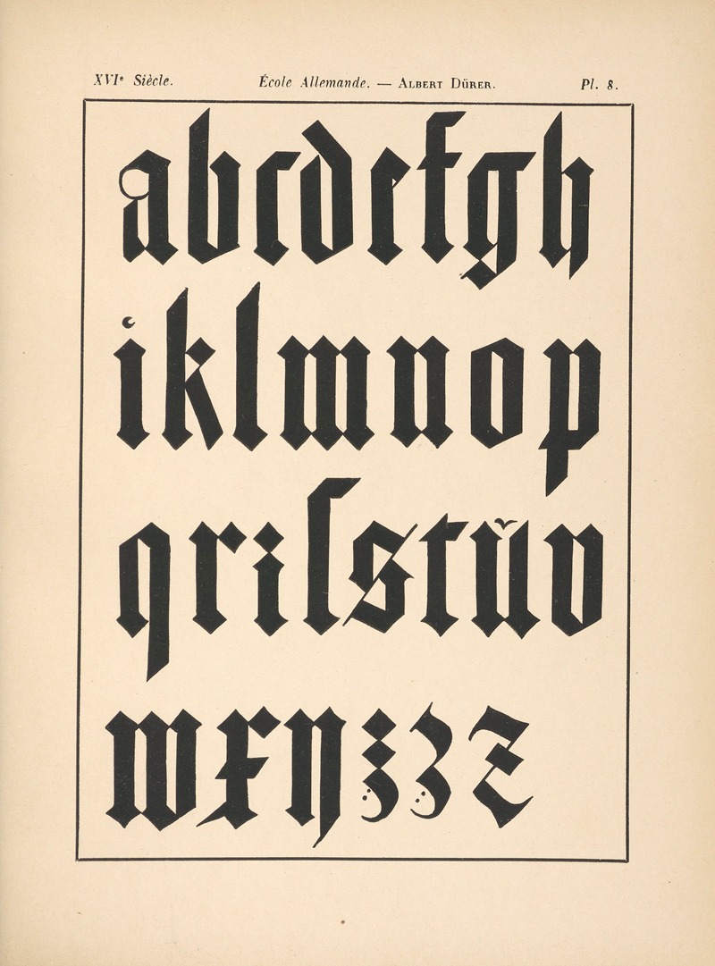 Alfred Prunaire - École Allemande – Albert Dürer – Alphabet, gothique mineur avec construction géométrique