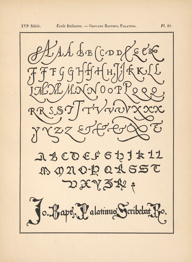 Alfred Prunaire - École Italienne – Giovano Battista Palatino – Alphabet cancellare