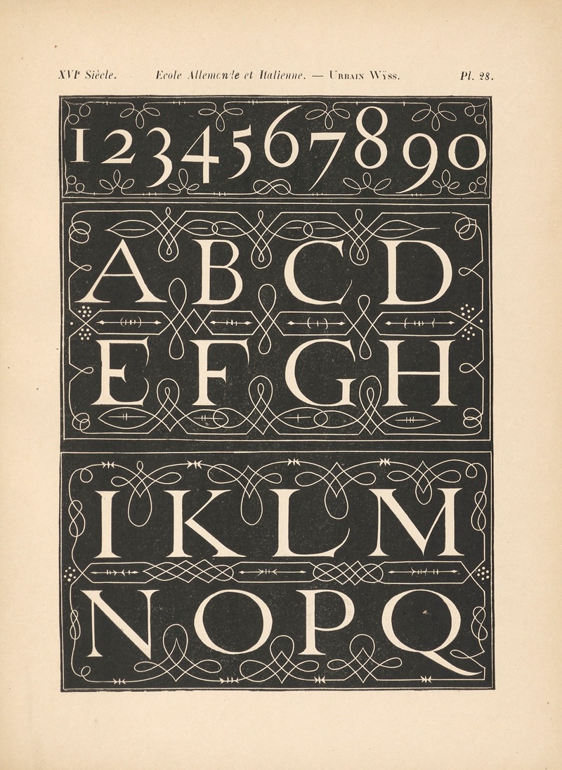 Alfred Prunaire - Écoles‎ ‎Allemande‎ et‎ ‎Italienne – Urbain‎ ‎Wÿss – Alphabet‎ ‎attique