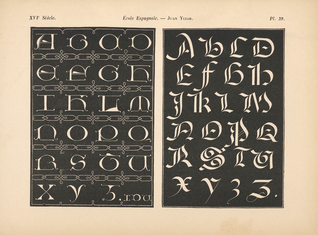 Alfred Prunaire - École‎ ‎Espagnole – Juan‎ ‎Yciar‎ ‎- Alphabet (initiales‎ ‎cadeaulx)