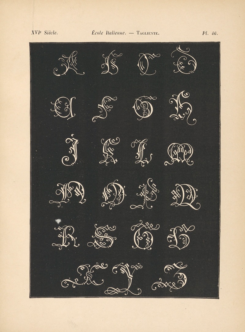 Alfred Prunaire - École‎ ‎Italienne – Tagliente – Alphabet‎ ‎d’initiales‎ ‎gothiques