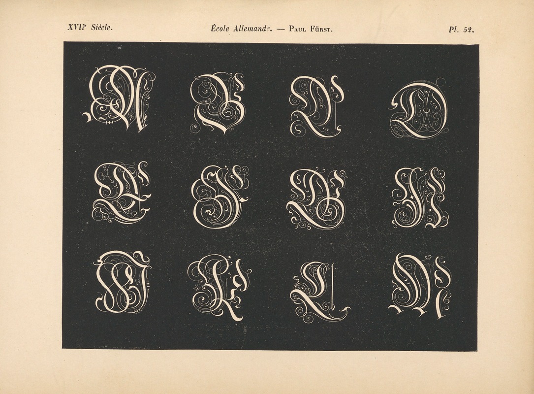 Alfred Prunaire - École Allemande – Paul Fürst – Alphabet d’initiales gothiques
