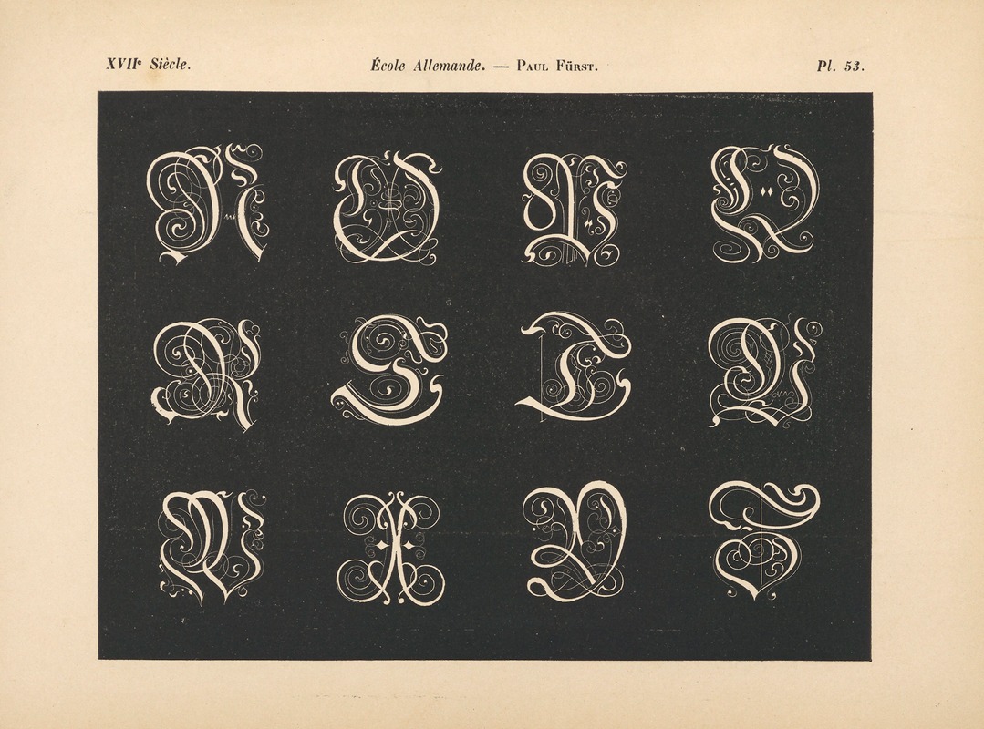 Alfred Prunaire - École‎ ‎Allemande – Paul‎ ‎Fürst – Alphabet‎ ‎d’initiales‎ ‎gothiques