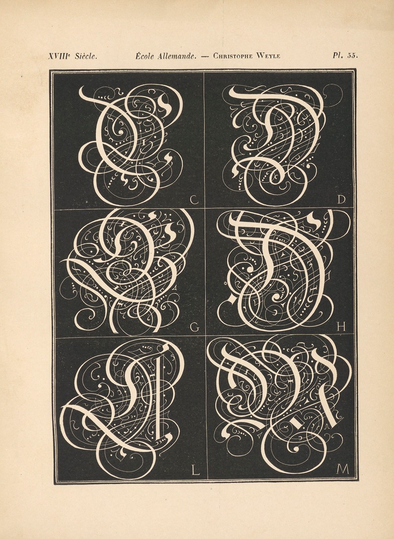 Alfred Prunaire - Ecole‎ ‎Allemande – Christophe‎ ‎Weyle – Alphabet‎ ‎(initiales‎ ‎gothiques)