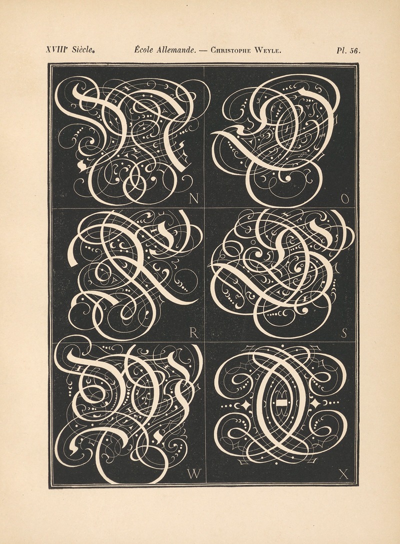 Alfred Prunaire - Ecole‎ ‎Allemande – Christophe‎ ‎Weyle – Alphabet‎ ‎(initiales‎ ‎gothiques)
