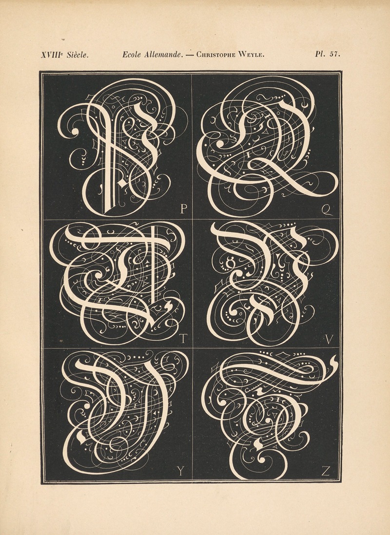 Alfred Prunaire - Ecole‎ ‎Allemande – Christophe‎ ‎Weyle – Alphabet‎ ‎(initiales‎ ‎gothiques)