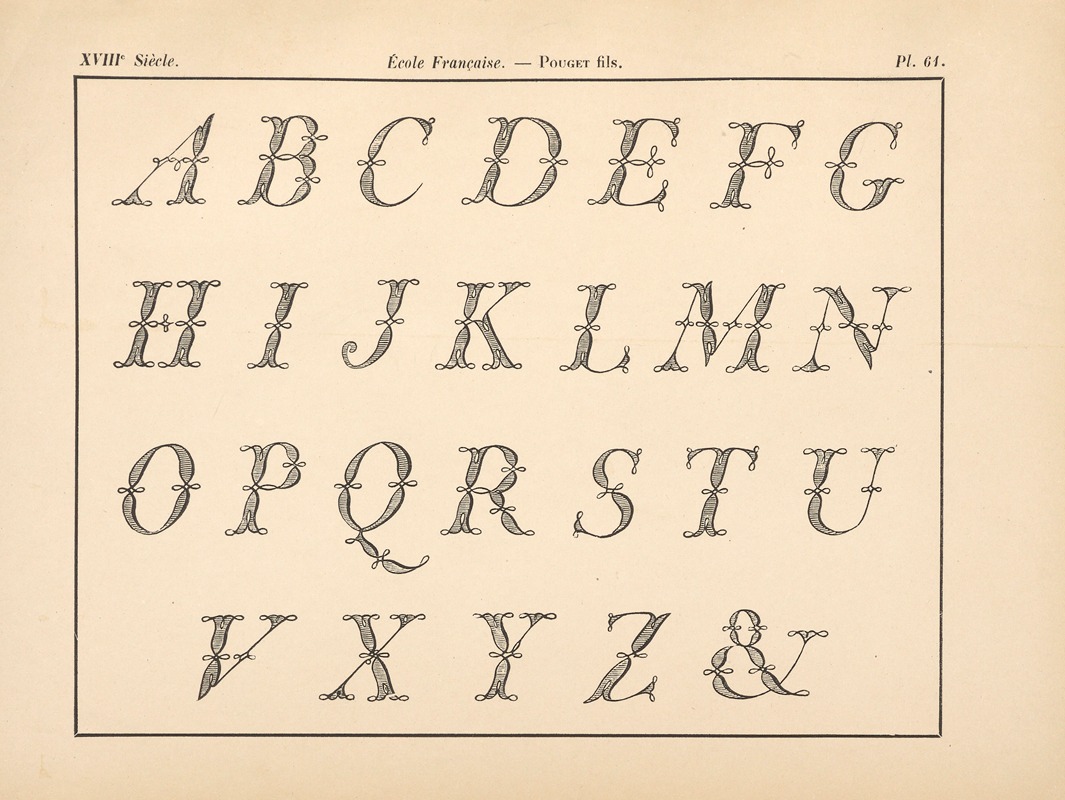Alfred Prunaire - École‎ ‎Française – Pouget‎ ‎fils – Alphabet‎ ‎(initiales‎ ‎liacées)