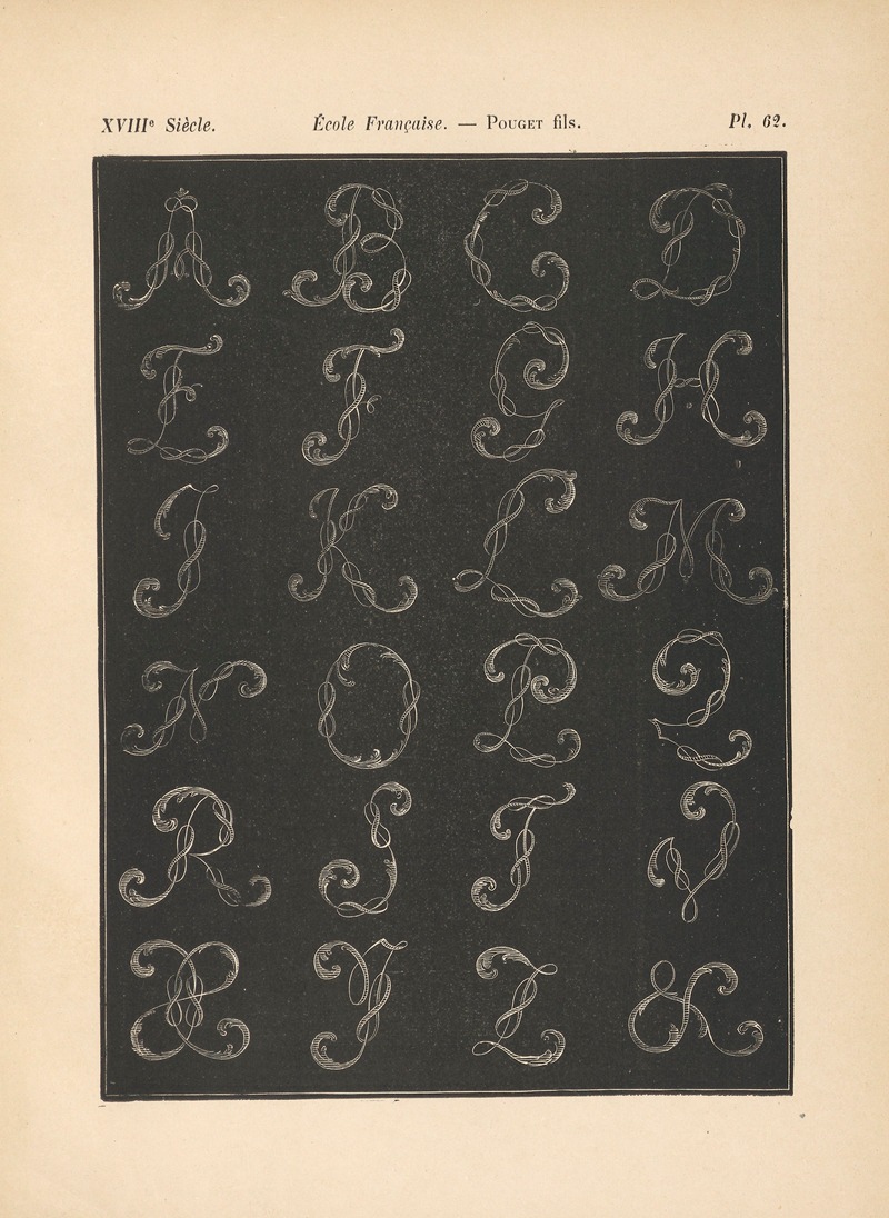 Alfred Prunaire - École‎ ‎Française – Pouget‎ ‎fils – Alphabet‎ ‎(initiales‎ ‎liacées)