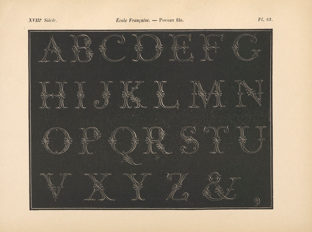Alfred Prunaire - École‎ ‎Française – Pouget‎ ‎fils – Alphabet‎ ‎(initiales‎ ‎liacées)