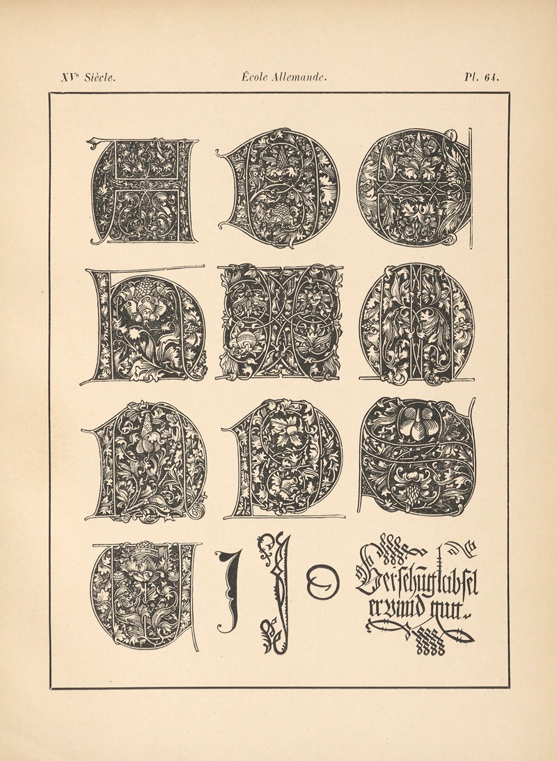 Alfred Prunaire - École‎ ‎Allemande – ‎Lettres‎ ‎onciales,‎ ‎tirées‎ ‎d’un‎ ‎missel‎ ‎imprimé‎ ‎à‎ ‎Nuremberg‎