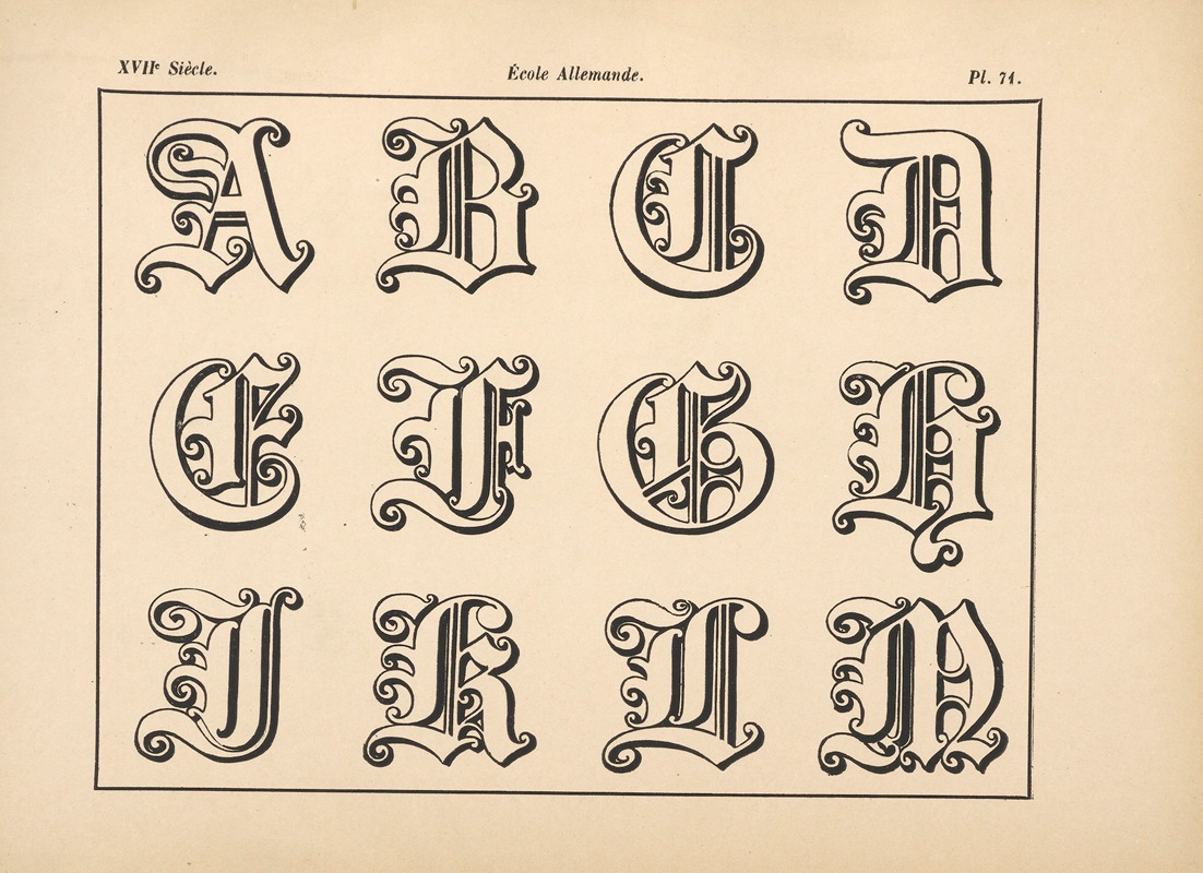Alfred Prunaire - École‎ ‎Allemande ‎—‎ ‎Alphabet‎ ‎(initiales‎ ‎gothiques)