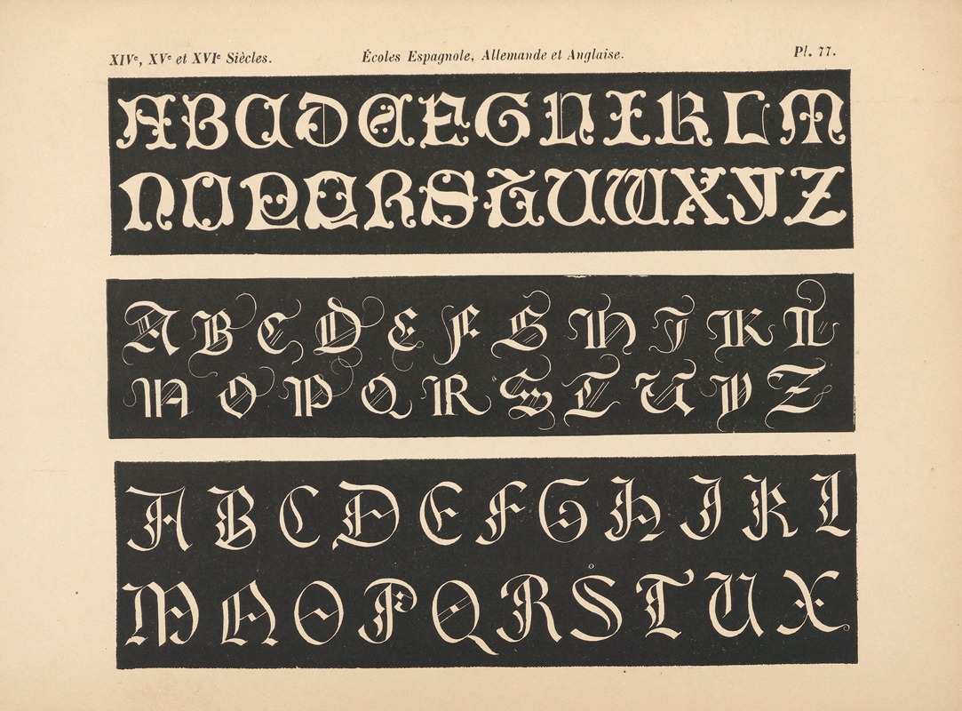 Alfred Prunaire - École‎ ‎Espagnole, ‎Allemande‎ ‎et‎ ‎Anglaise – ‎Alphabets‎ ‎(initiales‎ ‎gothiques)