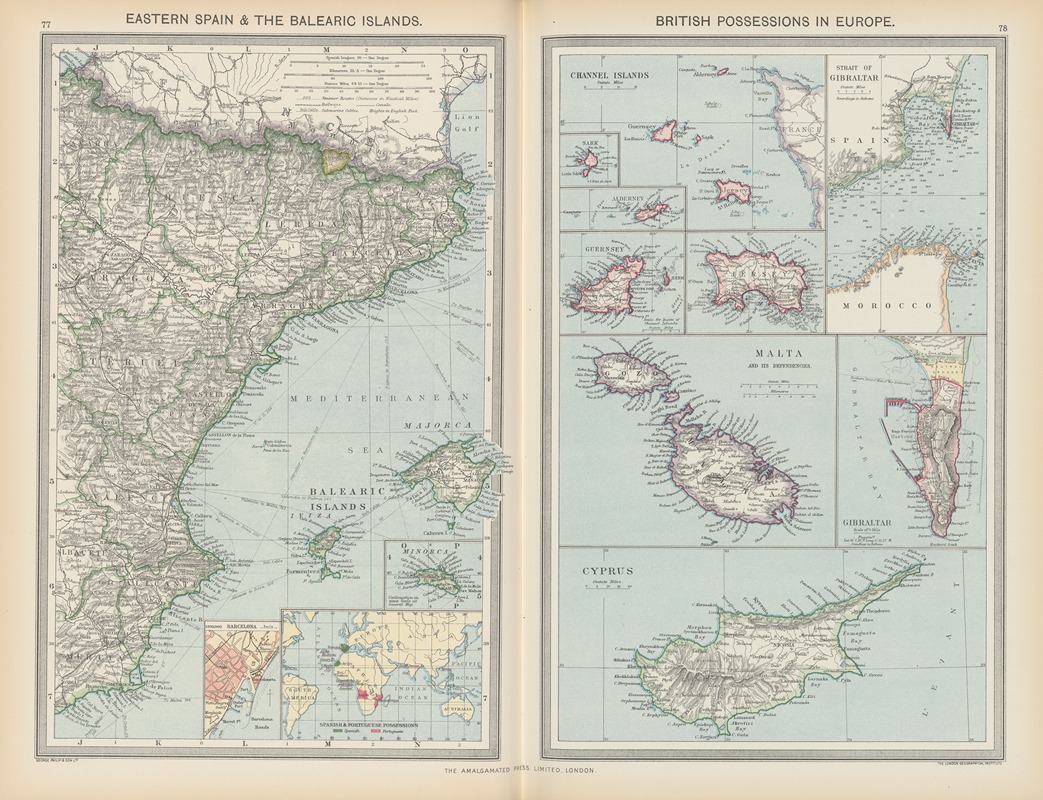 Amalgamated Press - Eastern Spain and The Balearic Islands, British Possessions In Europe