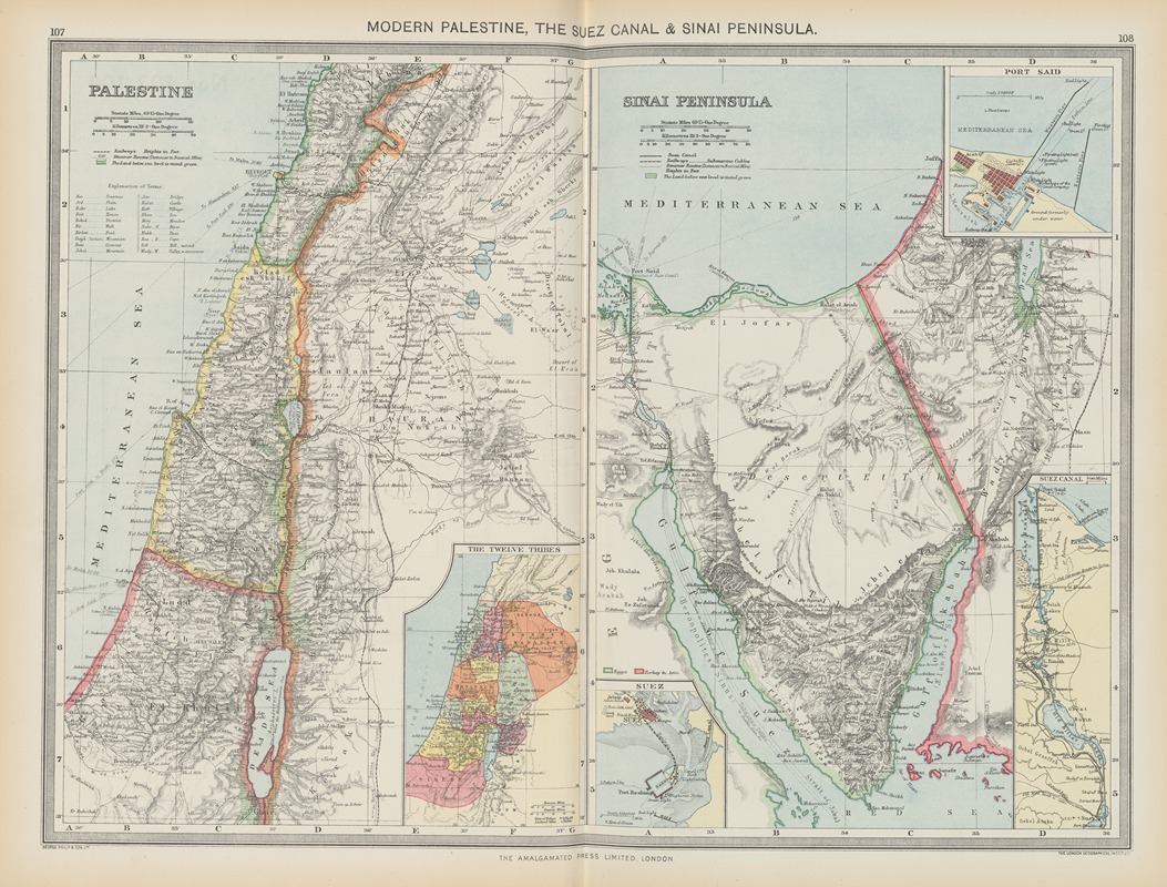 Amalgamated Press - Modern Palestine, The Suez Canal and Sinai Peninsula
