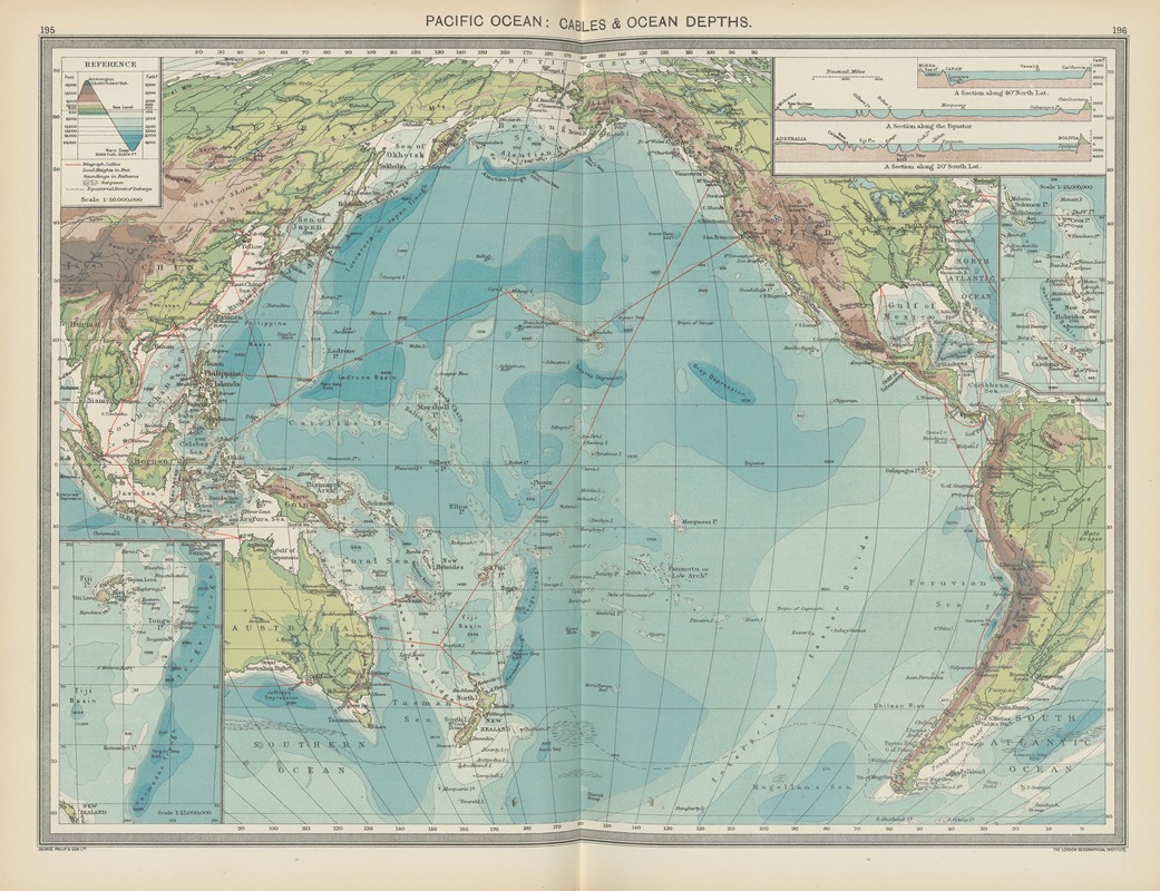 Amalgamated Press - Pacific Ocean—Cables and Ocean Depths