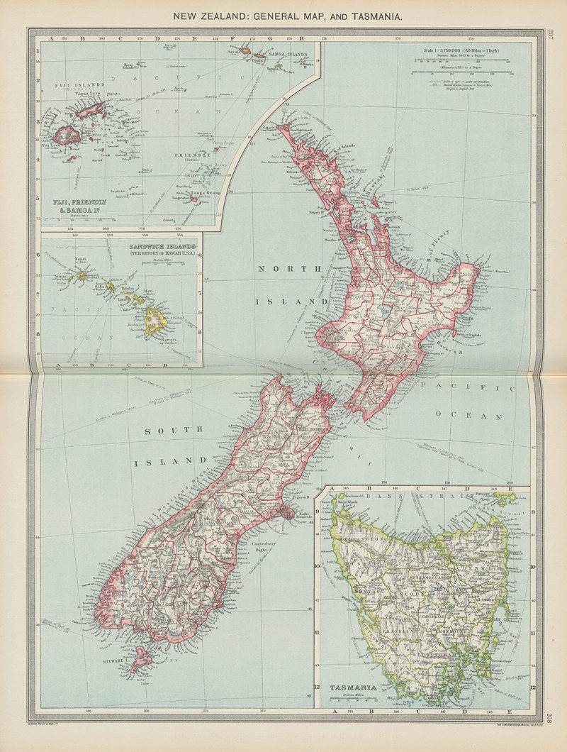 Amalgamated Press - New Zealand—General Map, and Tasmania