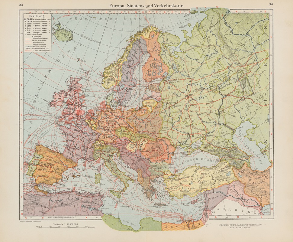 Ernst Friedrich - Europa, Staaten- und Verkehrskarte