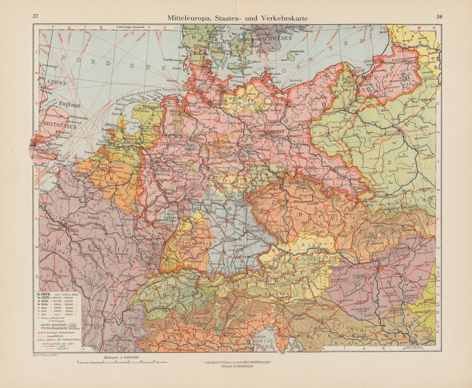 Ernst Friedrich - Mitteleuropa, Staaten- und Verkehrskarte