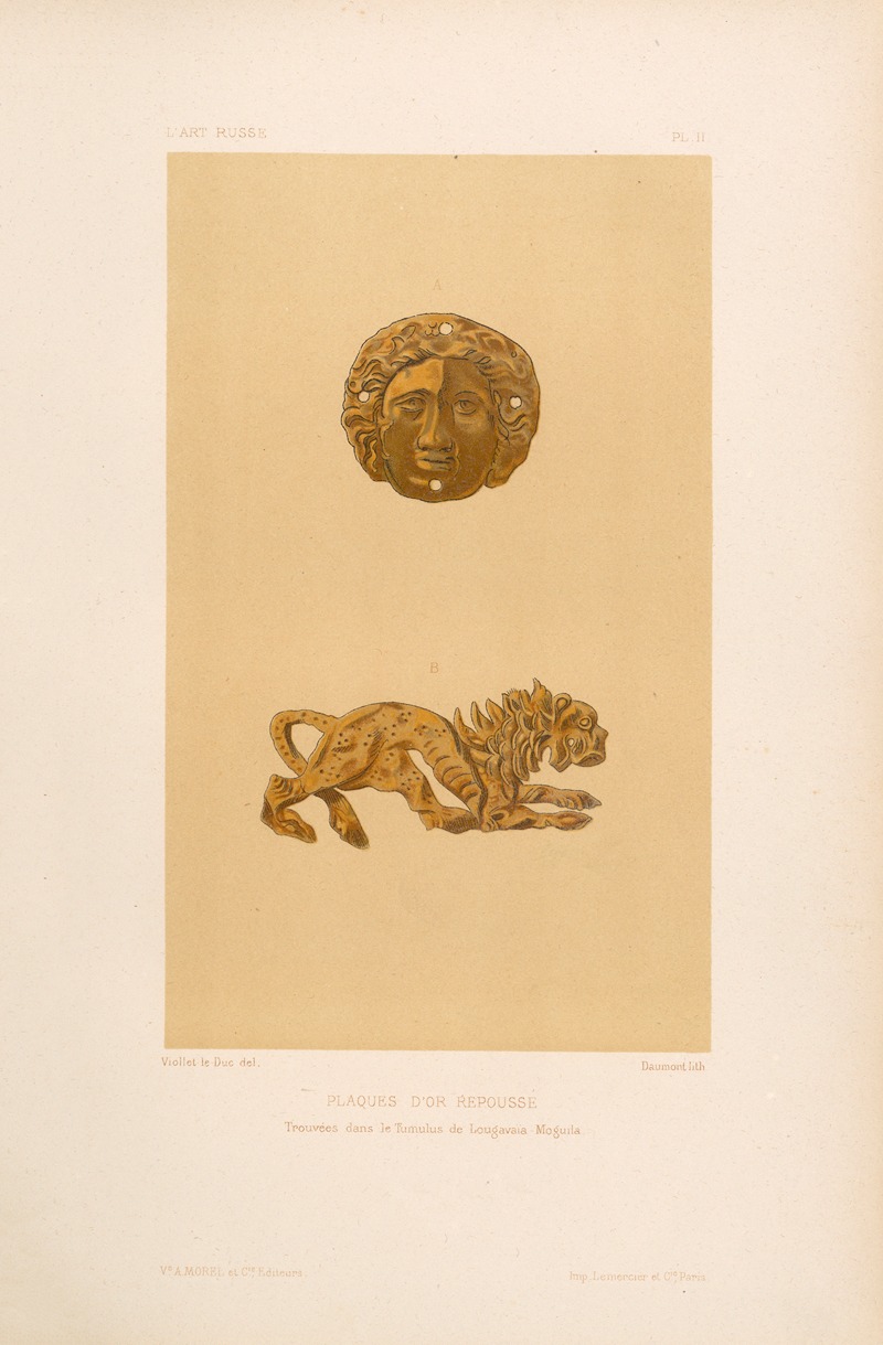 Eugène-Emmanuel Viollet-le-Duc - Plaques d’or repoussé trouvées dans le tumulus de Lougavaïa Moguila