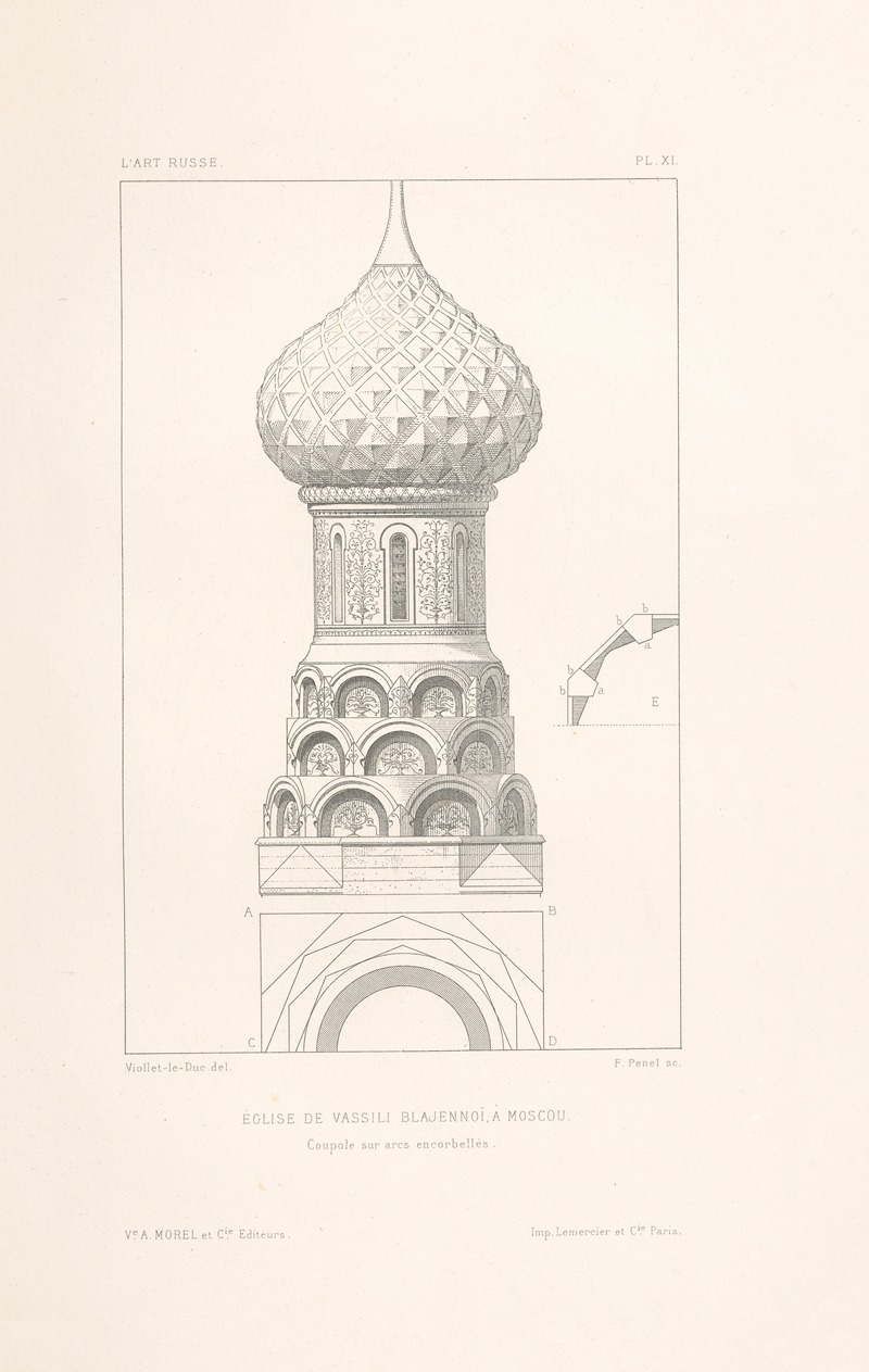 Eugène-Emmanuel Viollet-le-Duc - Église de Vassili Blajennoï, à Moscou. — Coupole sur arcs en- corbellés