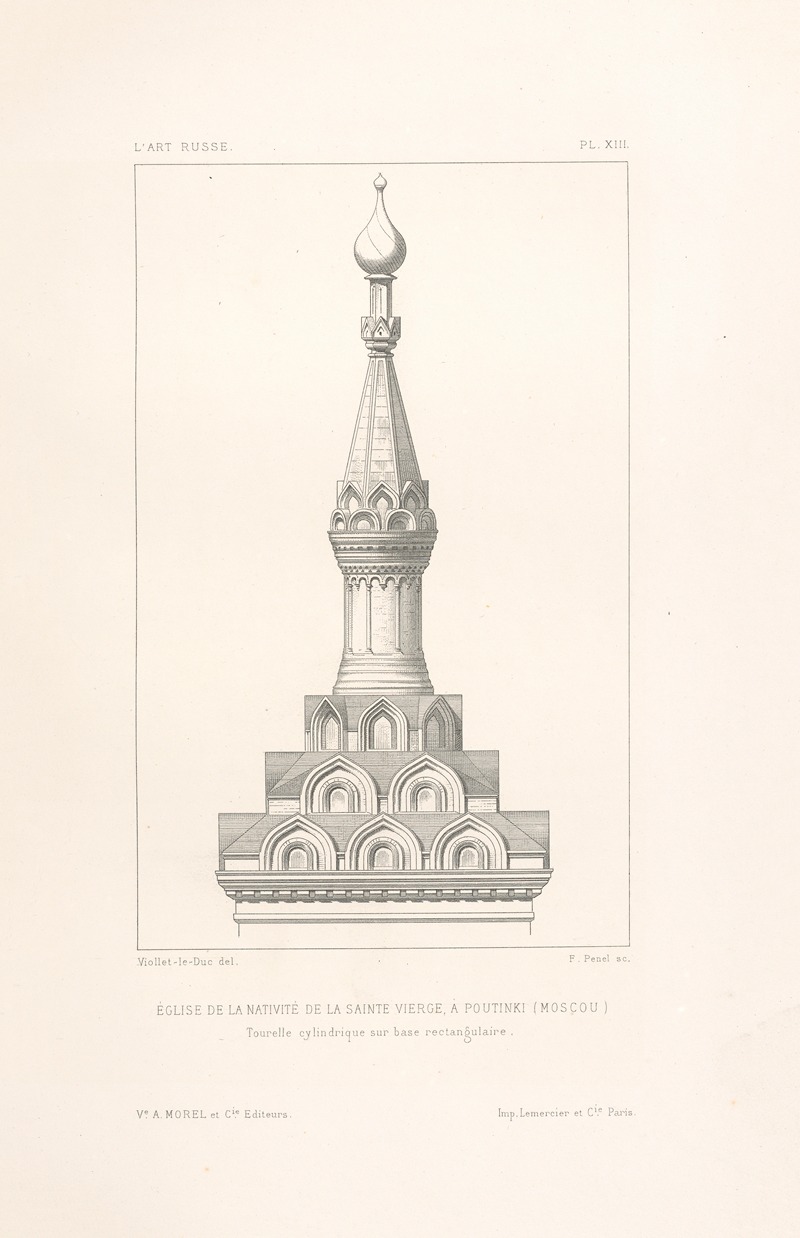 Eugène-Emmanuel Viollet-le-Duc - Tourelle cylindrique sur base rectangulaire