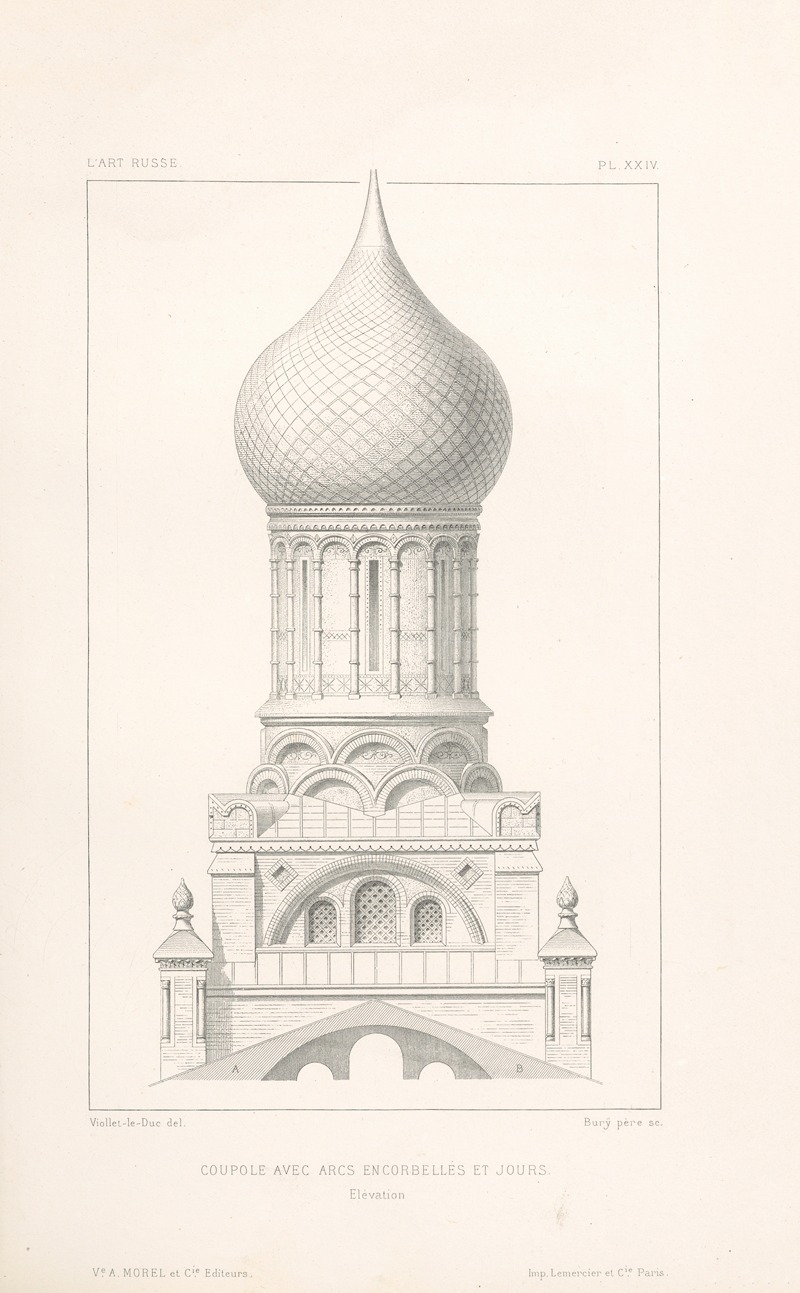 Eugène-Emmanuel Viollet-le-Duc - Coupole avec arcs encorbellés et jours. — Élévation