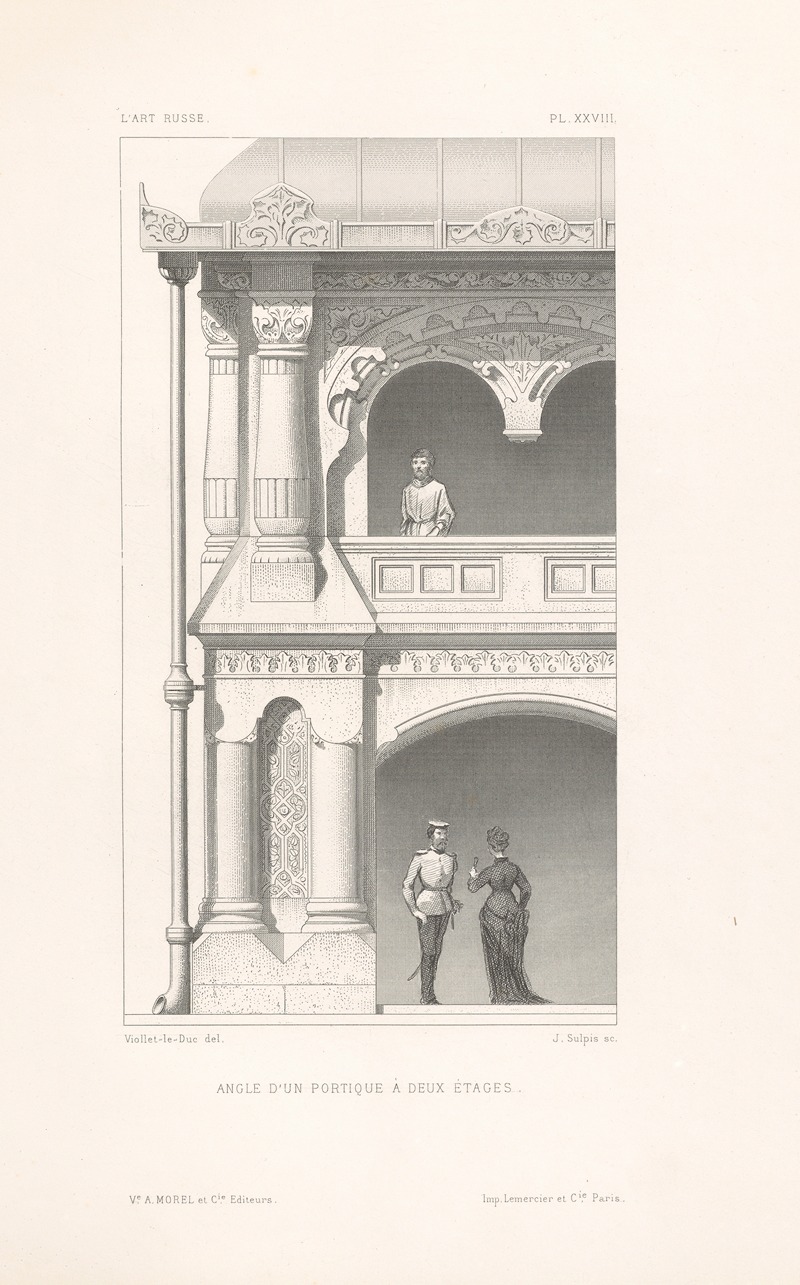 Eugène-Emmanuel Viollet-le-Duc - Angle‎ ‎d’un‎ ‎portique‎ ‎à‎ ‎deux‎ ‎étages‎
