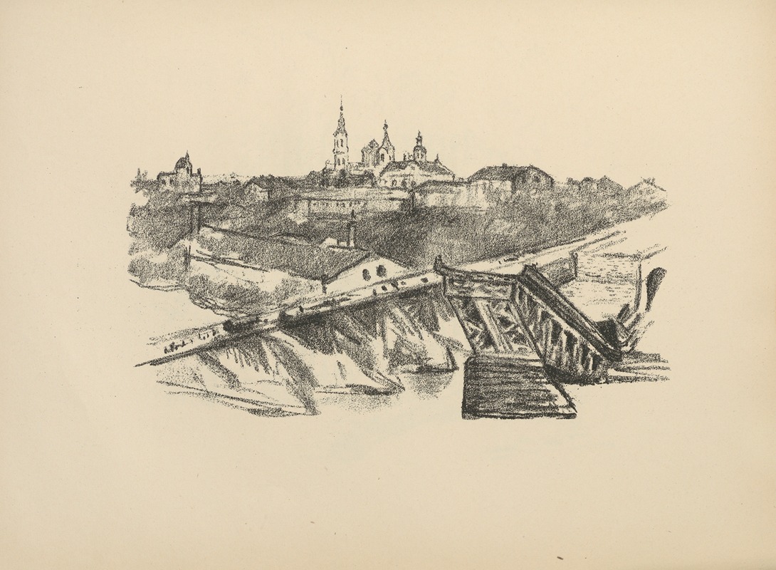 Hermann Struck - Blick auf Grodno mit Gesprengter Brücke