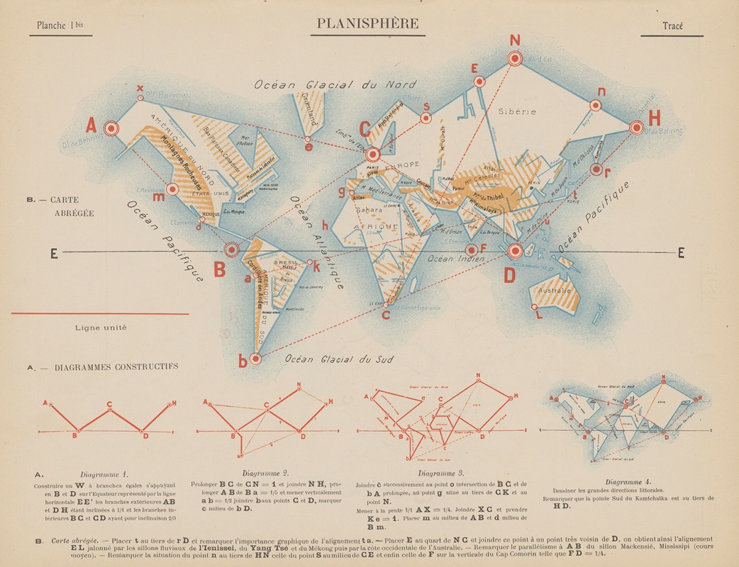 Jacques Autor Parlier - Planisphère – Tracé
