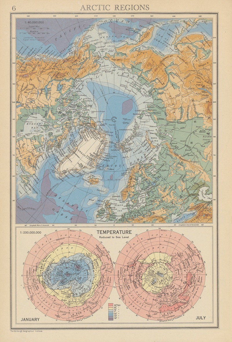 John George Bartholomew - Arctic Regions Temperature, January and July