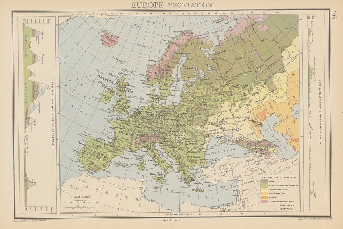 John George Bartholomew - Europe, Vegetation