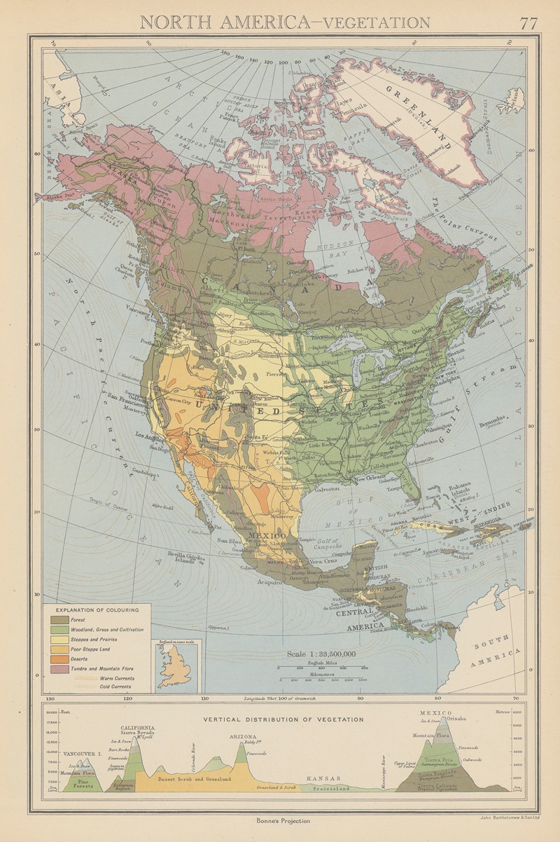 John George Bartholomew - North America, Vegetation