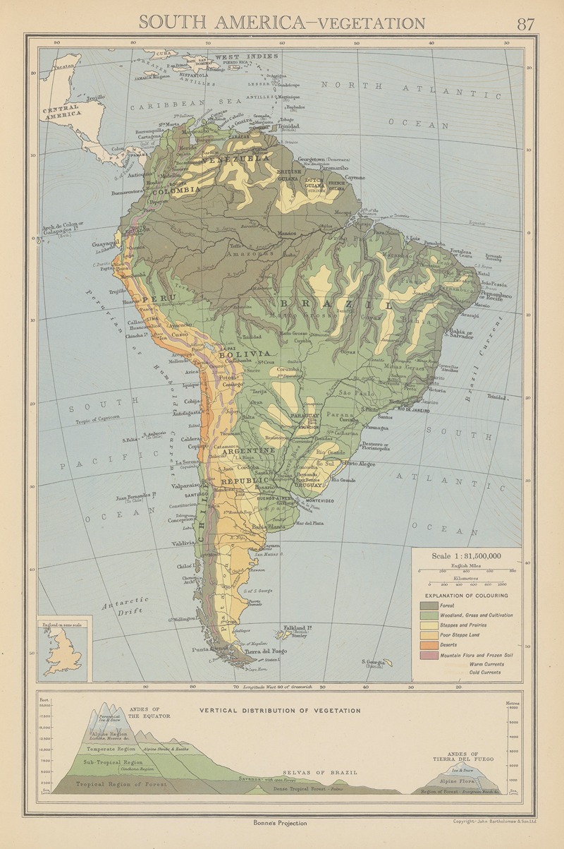 John George Bartholomew - South America, Vegetation