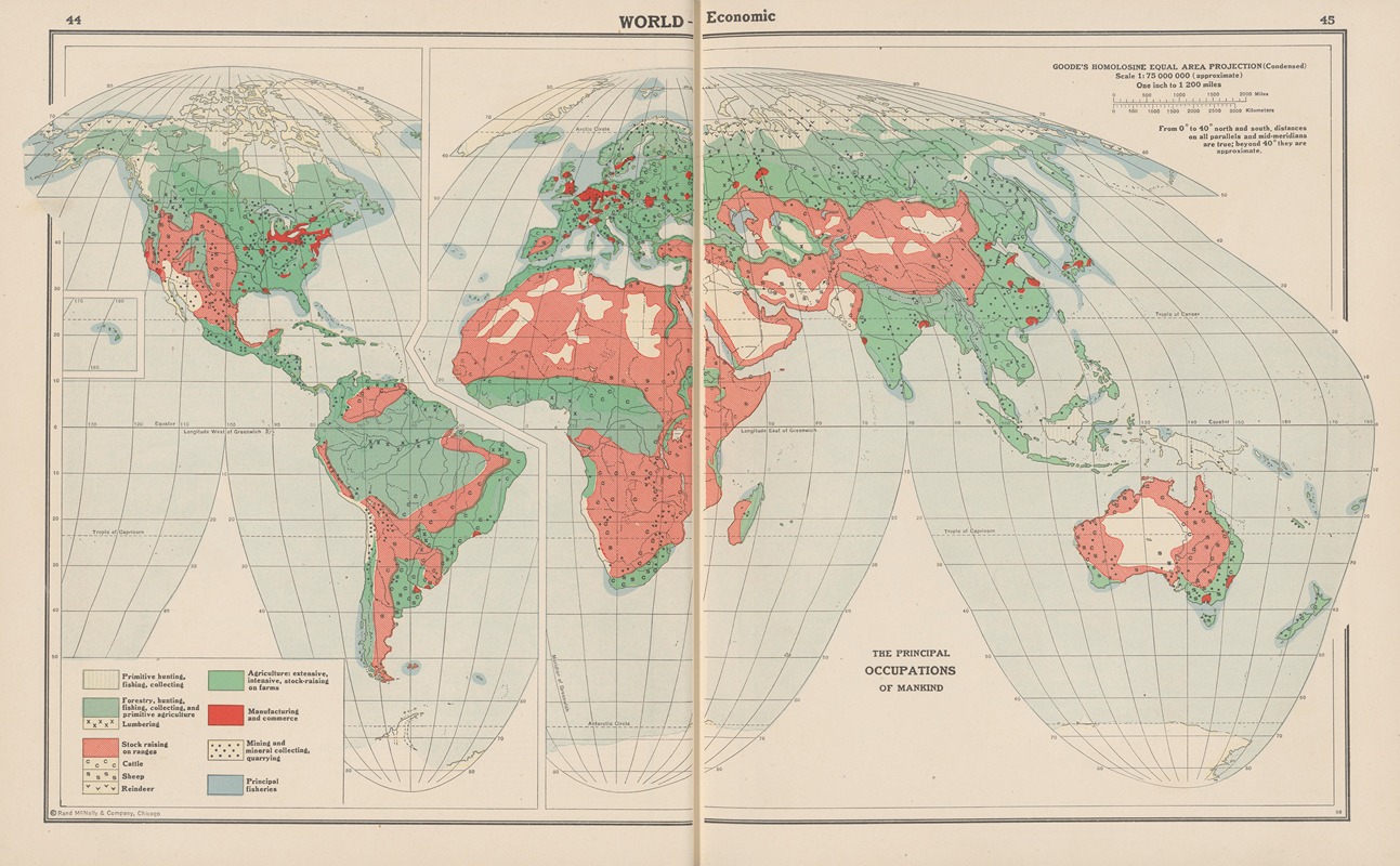 John Paul Goode - World—Economic, The Principal Occupations of Mankind.